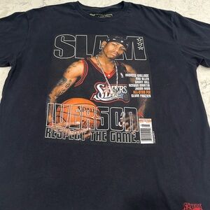 Men's Allen Iverson Black Philadelphia 76ers Player Slam Cover T-Shirt